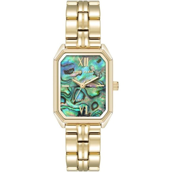 Women\'s Gold Green Stainless Steel Water Resistant Bracelet Adjustable Watch main image 5